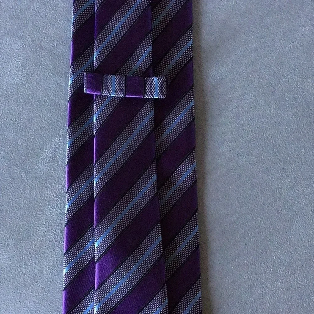 Ermenegildo Zegna Silk‎ Tie Mens OS Purple Excellent Striped Made in Italy